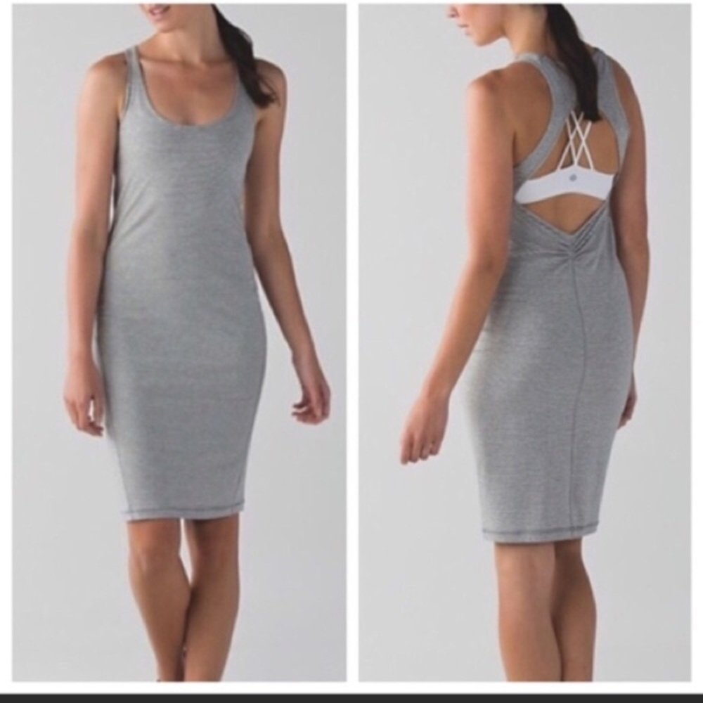 Lululemon Go For It Dress Hyper Stripe Grey size 8